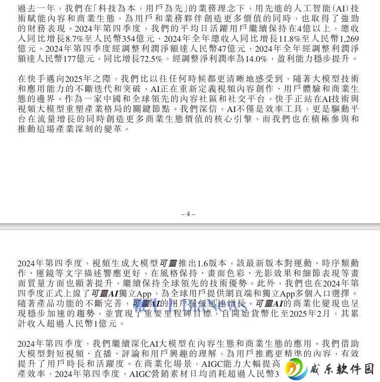 快手2024财报亮点：可灵AI营收破亿，AIGC营销素材日均消耗超3000万