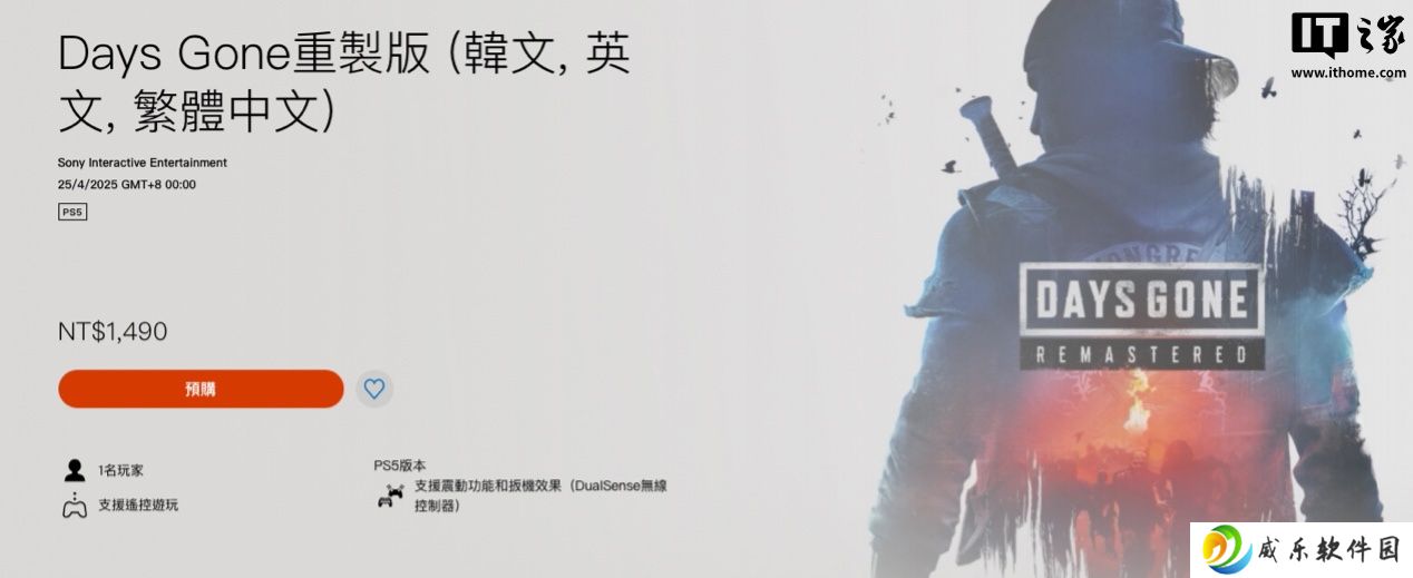 《往日不再：复刻版》游戏于 PS5 平台开启预载，体积比 PS4 版少 10GB