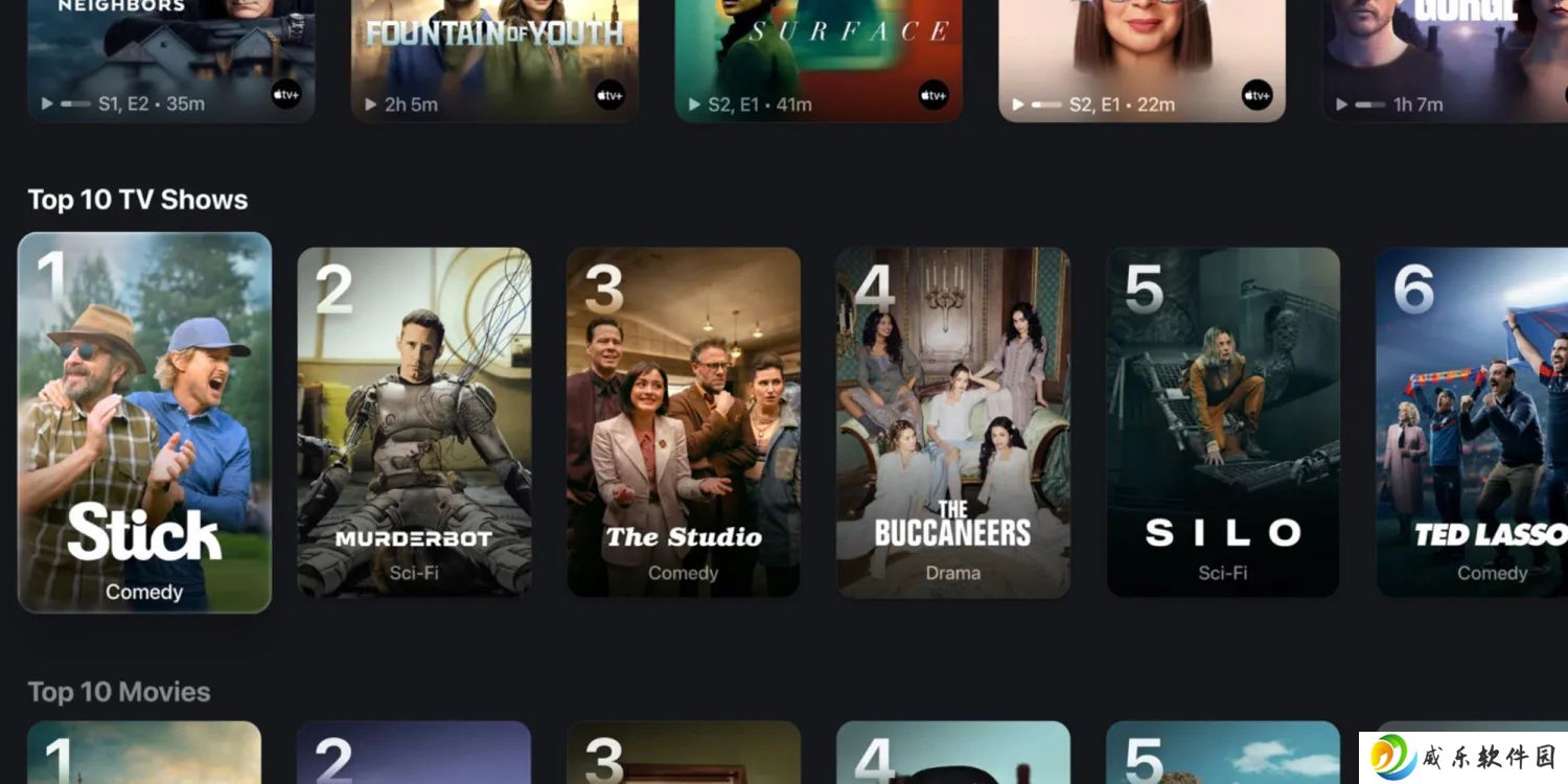 苹果 iOS / tvOS 26 升级 TV 应用：新海报布局设计、“液态玻璃”改造等