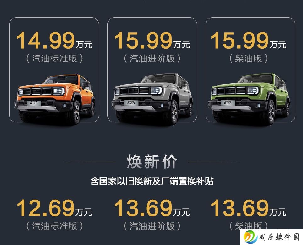 2026 款北京越野 BJ40 燃油版车型上市：可选 2.0T 汽油 / 柴油动力，焕新价 12.69 万元起