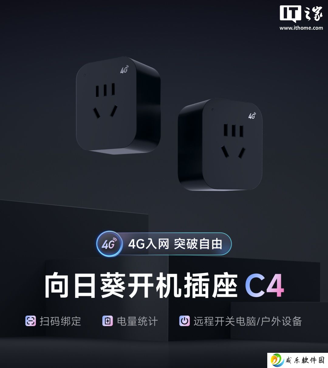 没 Wi-Fi 也能远程开机：向日葵智能插座 C4 发布，内置 4G 入网、109 元