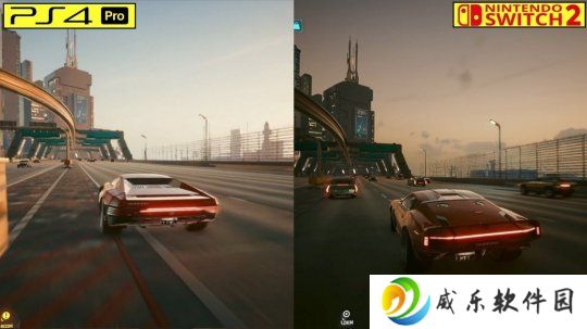 《赛博朋克2077》PS4 Pro和Switch 2画面对比