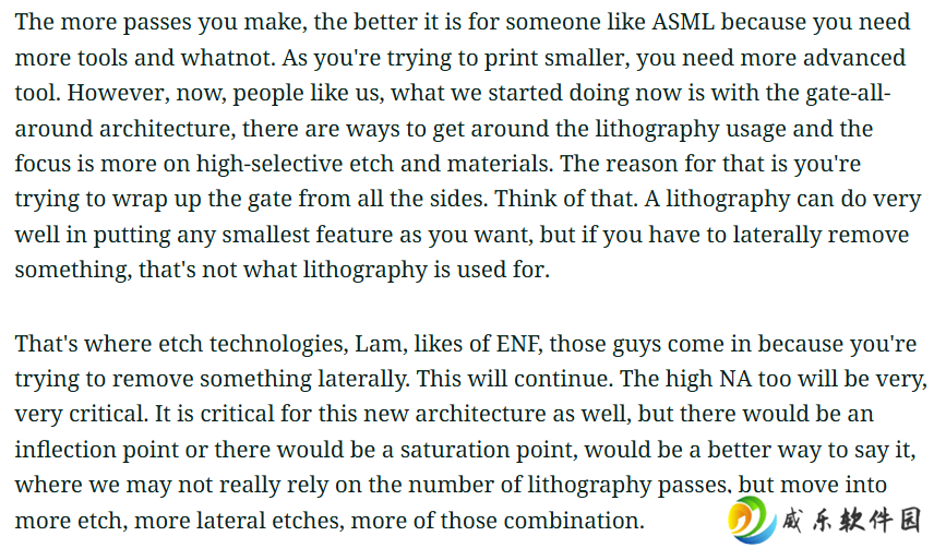 英特尔高管：未来芯片制造将减少对 ASML 高 NA EUV 光刻机的依赖，转而提升刻蚀技术的核心地位