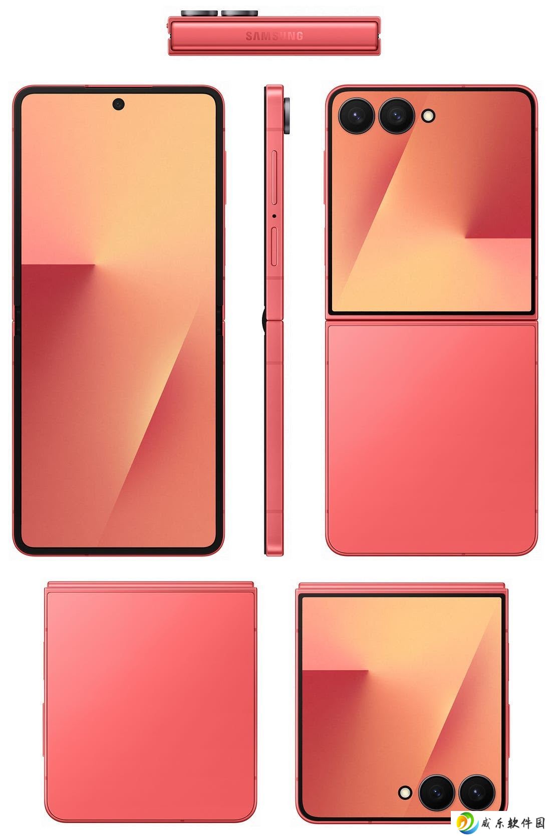 三星 Galaxy Z Flip7 / FE 折叠手机渲染图曝光