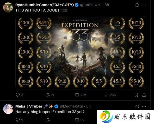 大受好评！超90%粉丝选《光与影：33号远征队》为年度游戏