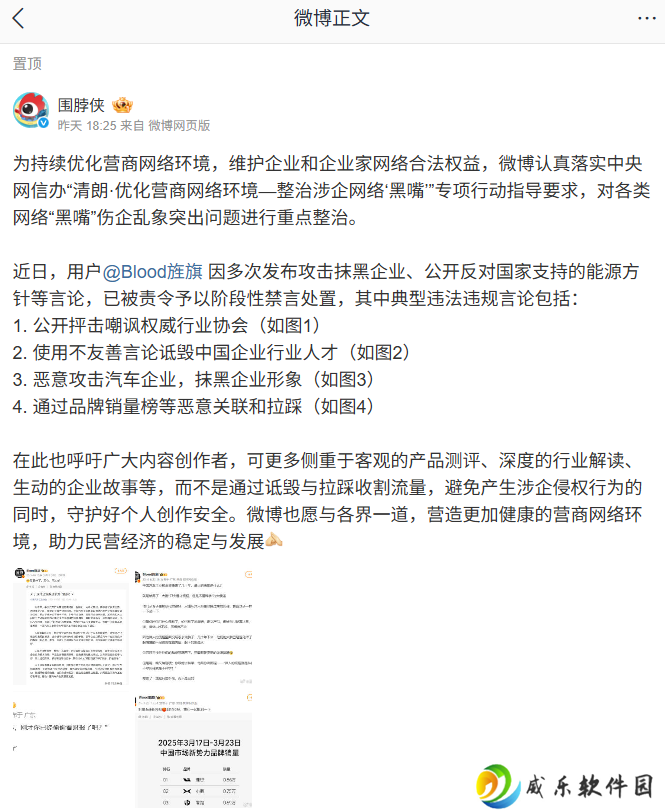 攻击抹黑企业、公开反对国家支持的能源方针，博主“Blood 旌旗”被责令予以阶段性禁言处置