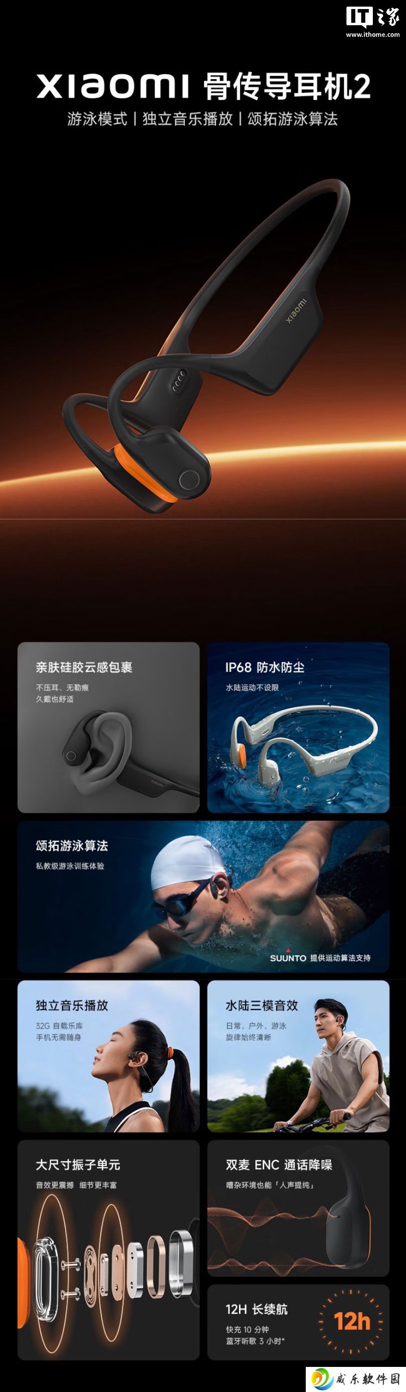 小米骨传导耳机 2 参数公布：可监测游泳配速 / 距离数据，32GB 存储空间可独立播放音乐，699 元