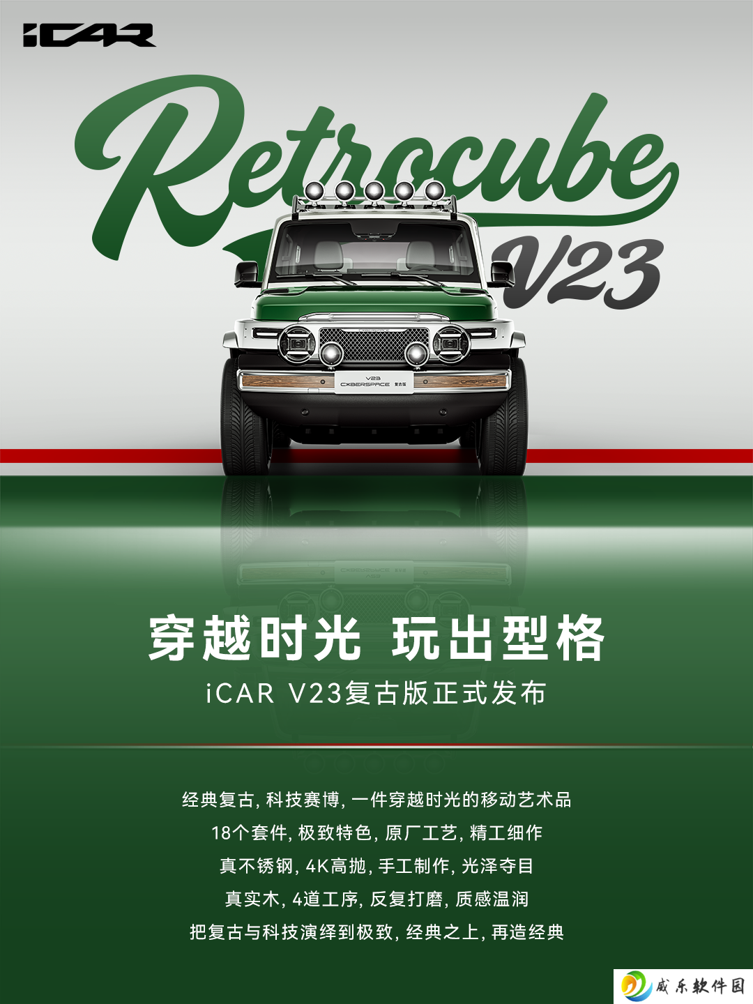 奇瑞 iCAR V23 推出复古套件：“满血版”2.88 万元含轮毂、射灯等 18 件装备